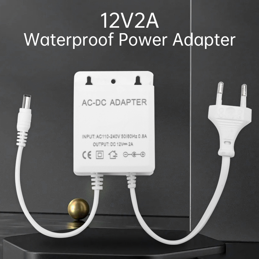 Home Security Camera - DC12V 2A EU プラグアダプタセキュリティ屋外電源 LED 防水デュアルワイヤー電気監視カメラ電源アダプタ