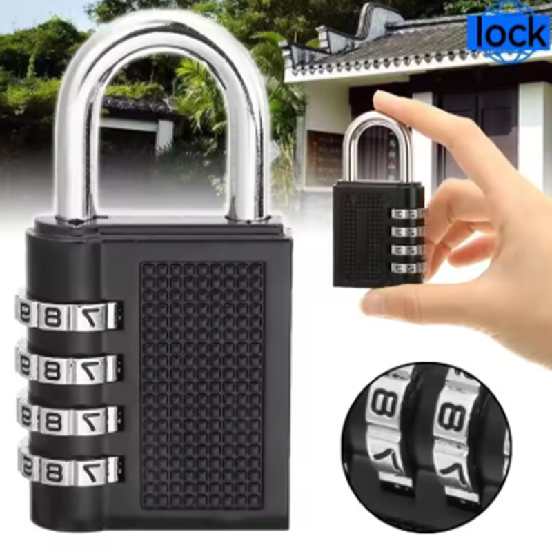 Home Security Essential - 金属製 4 桁コードロック屋外防水南京錠スーツケース荷物コードロックホームロッカーコード南京錠ルームセキュリティロック