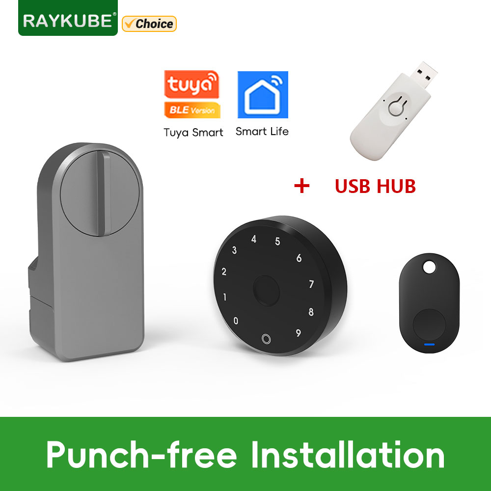 Home Security Door Lock - RAYKUBE A1 Pro Tuya BEL スマートドアロックセット（フォブ/キーパッド/スマートキー付き）Tuyaリモートアンロック、AlexaとGoogleアシスタント対応