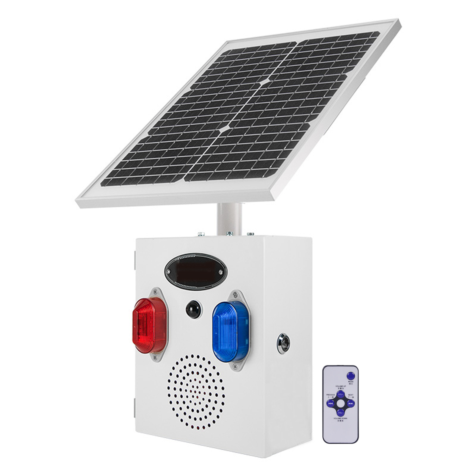 Alarm Siren Outdoor - YASONG 屋外ソーラーモーションセンサー検出器アラームサイレン 赤と青のストロボライト付き 120dB ホーン 12