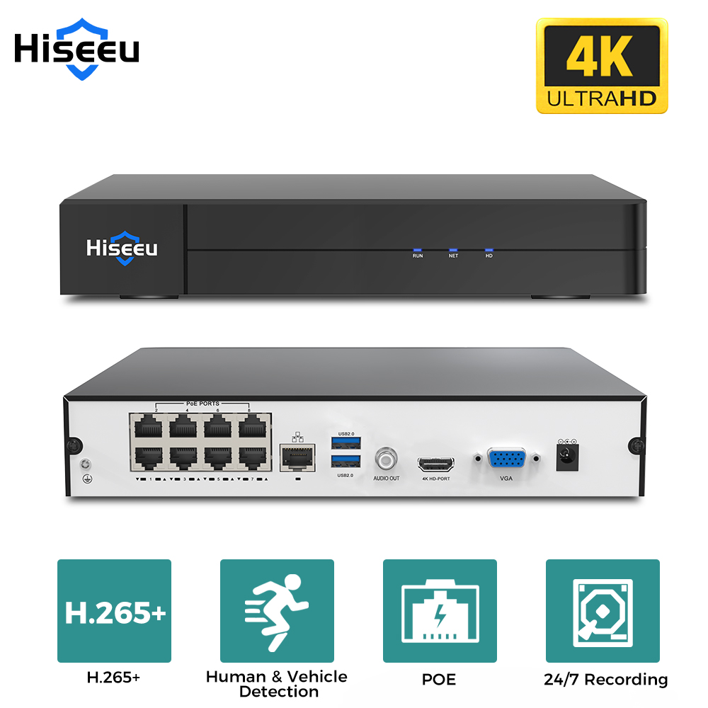 Home Security Camera - Hiseeu 8CH 4K PoE NVRネットワークビデオレコーダー監視システム 8チャンネル