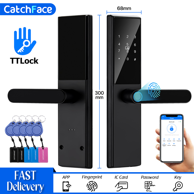 Home Security Essential - Bluetooth 指紋ドアロック TTLock アプリコードカードキータッチスクリーンスマートドアロックセキュリティデジタル電子ロック家庭用