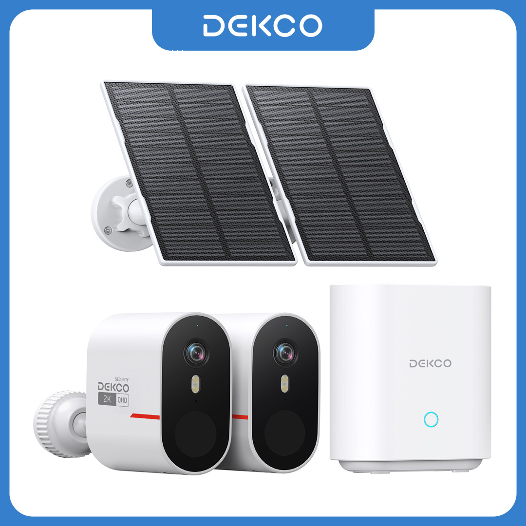Home Security Panel - Dekco 3MP WiFiソーラーカメラシステム 2台セット 屋外ワイヤレスホームセキュリティカメラセット カラーナイトビジョン