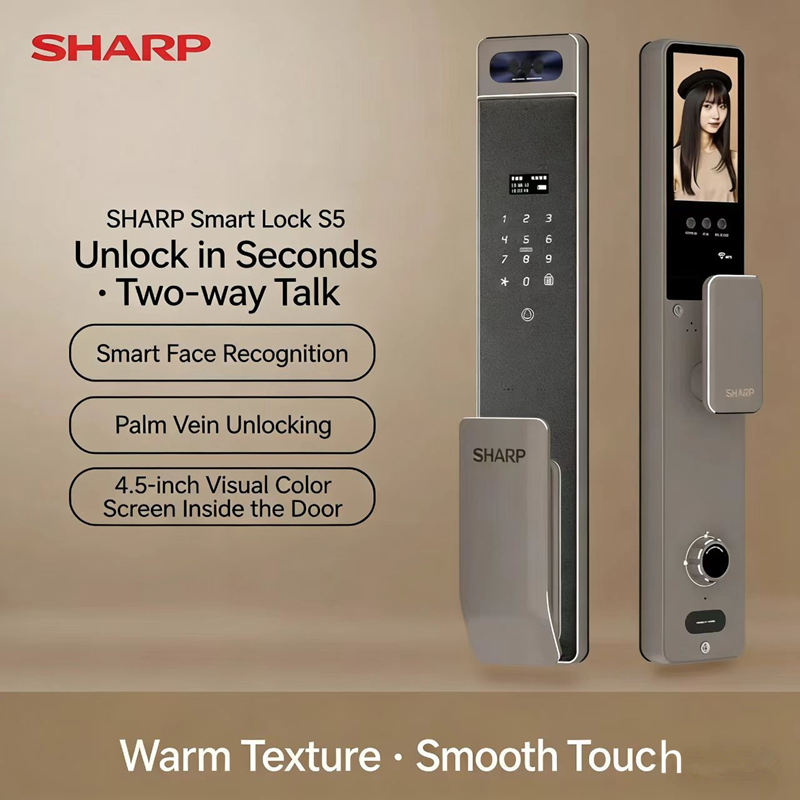 Home Security Door Lock - シャープ S5-FV 全自動スマートロック 顔認識、掌紋、指紋、パスワードロック解除機能付き ホームセキュリティドアロック用