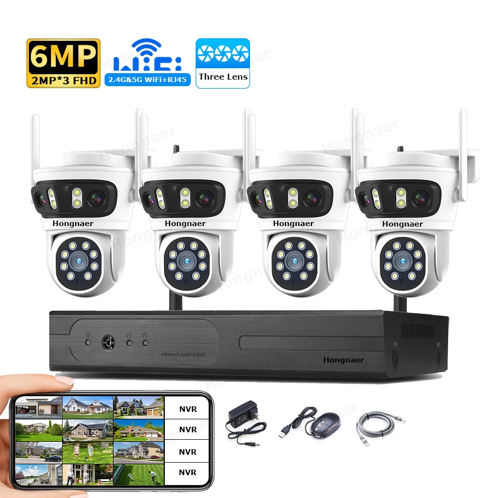 Home Security Camera - 2026年 ホンナール 6MP 4CH 3レンズ 2.4G