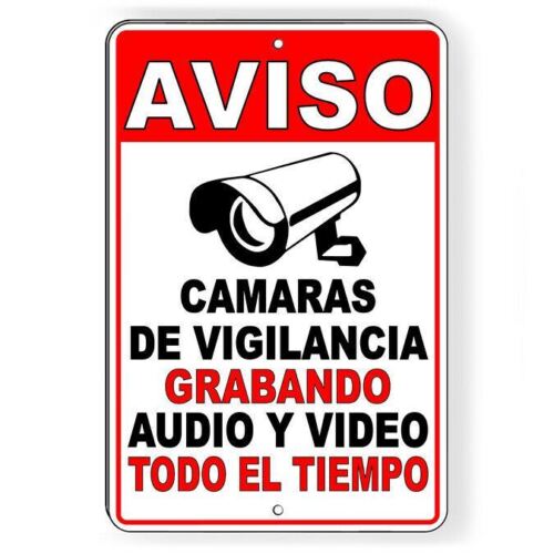 Home Yard Security - ヴィンテージメタルブリキ看板スペイン語セキュリティカメラ警告文ウォールアート装飾 庭、店舗、家の装飾用