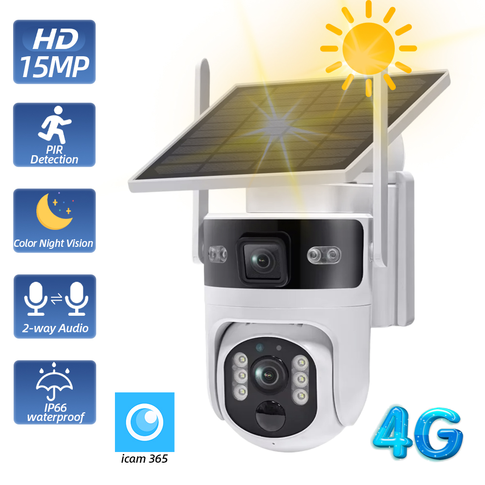 Home Yard Security - ワイヤレス屋外PTZソーラーセキュリティカメラ 4G SIM デュアルレンズ 8MP ウルトラHD