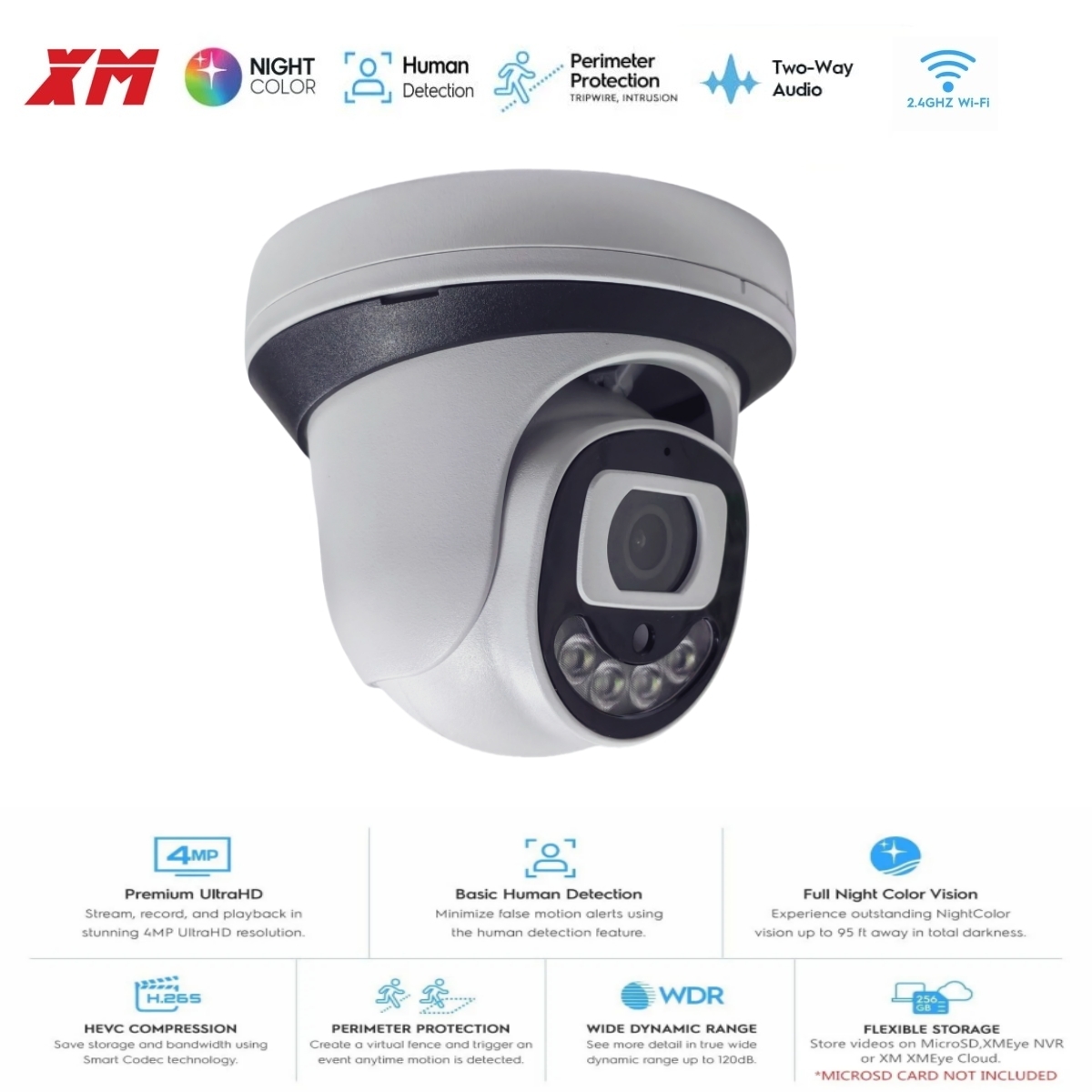 Home Security Video Systems - 4MP WiFi セキュリティカメラ 屋内ドーム型ワイヤレスカラー暗視 IP カメラ