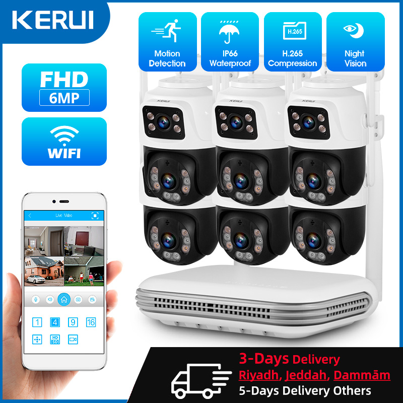 Home Security Video Systems - Kerui-ホームセキュリティ監視カメラシステム,ワイヤレス,防水,デュアルレンズ,ptz,Wifi,ip, 8ch, nvr, h.265, cctvキット