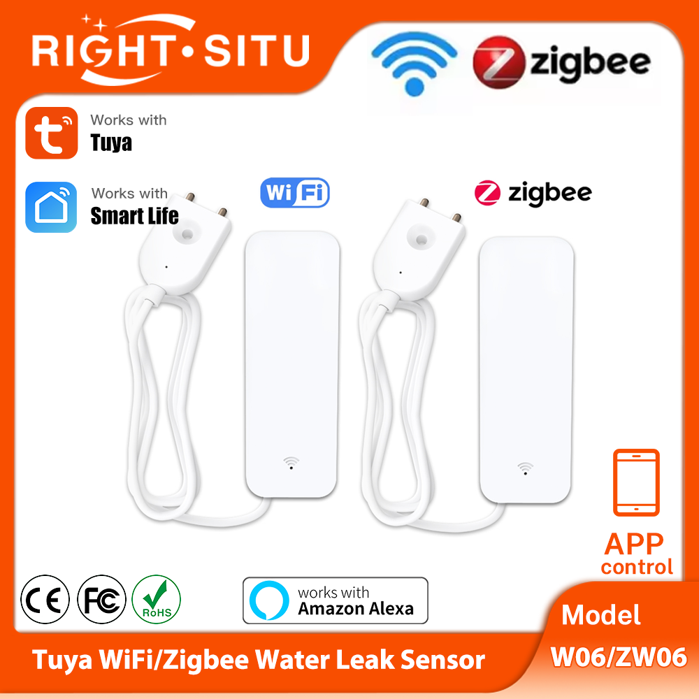 Home Security Business - Tuya WiFi Zigbee 水センサー スマート漏水検知器 洪水漏水警報