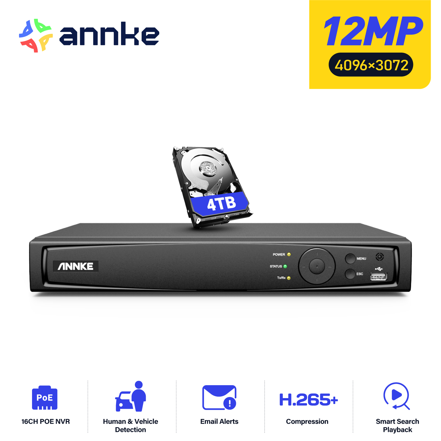 Home Security With Cameras - ANNKE 12MP POE NVR ネットワークビデオレコーダー 4/8/16CH