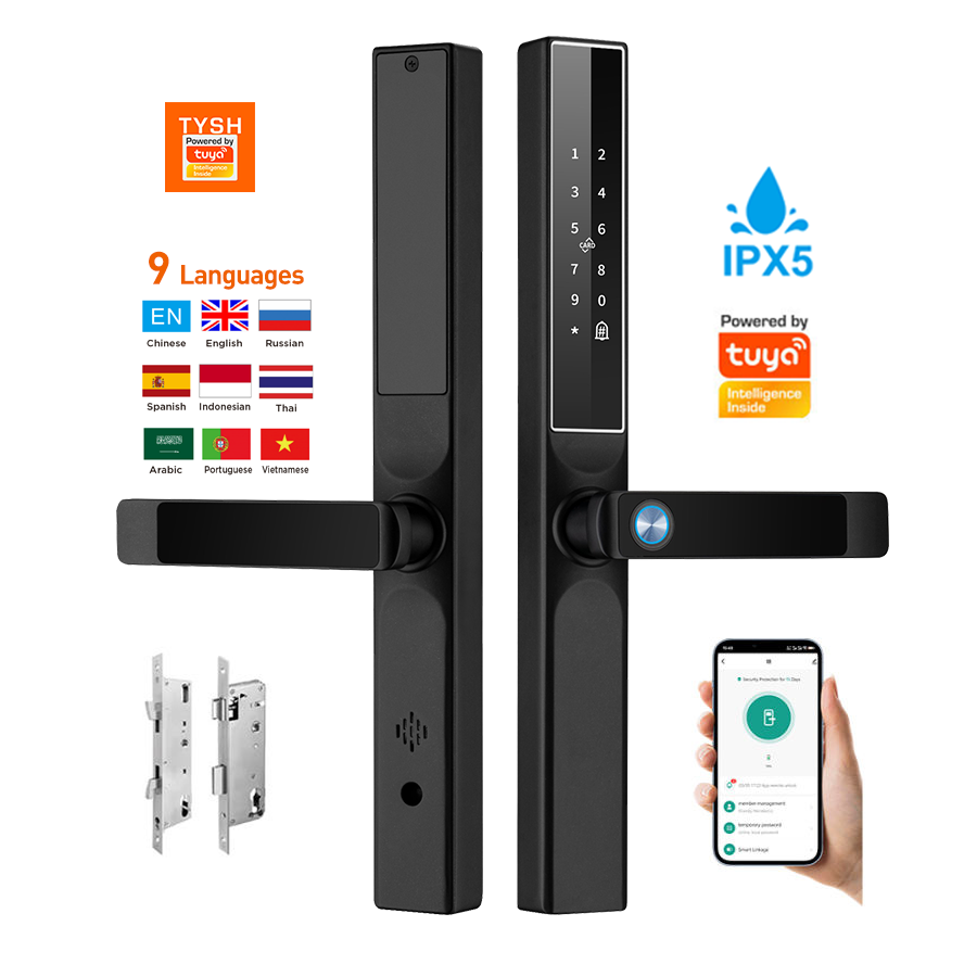 Home Security Door Lock - Tuyaアプリ対応 指紋認証 ドアロック コードカードキー スマートドアロック セキュリティ