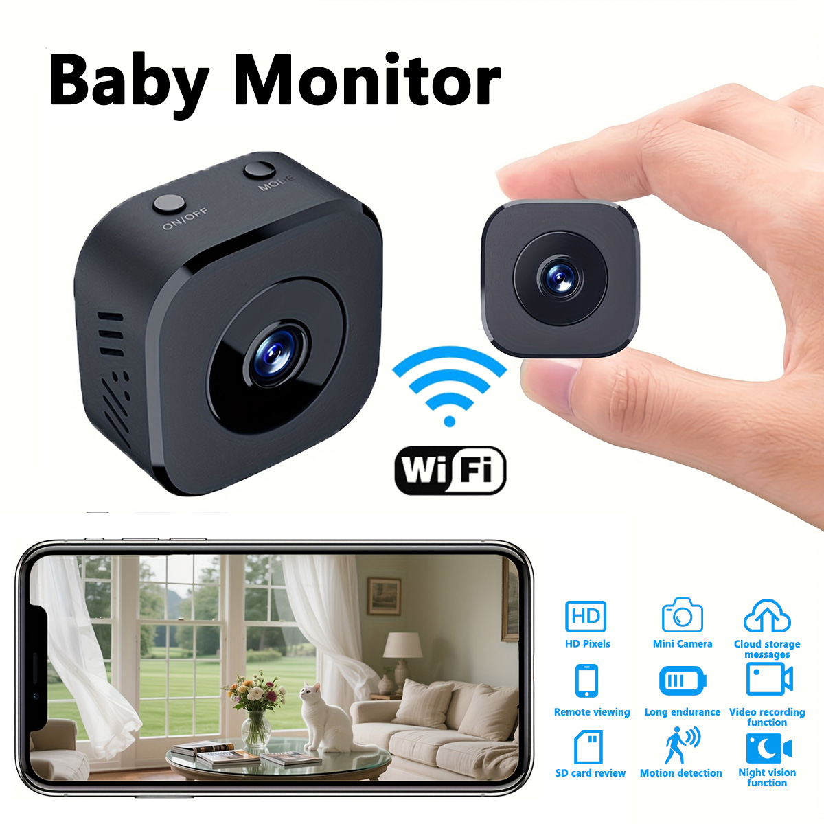 Home Security With Cameras - 1080P HD ミニ WiFi カメラ屋内安全セキュリティ監視ベビーモニターナイトビジョンビデオカメラ IP