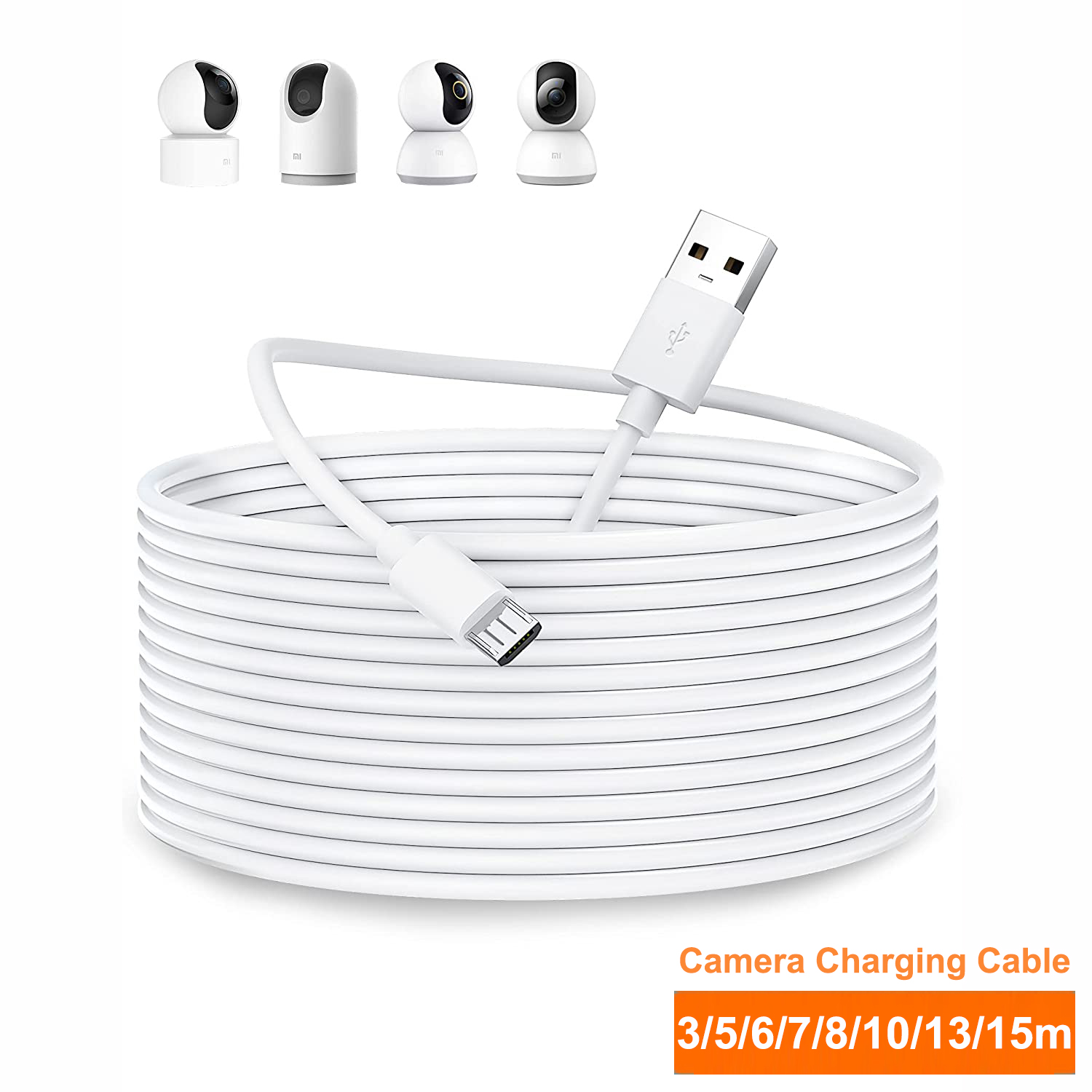 Mi Home Security Xiaomi - Xiaomi mi 360 ° 用マイクロUSB延長ケーブル,ホームセキュリティカメラ用カメラ,3〜13m,2k pro,mi