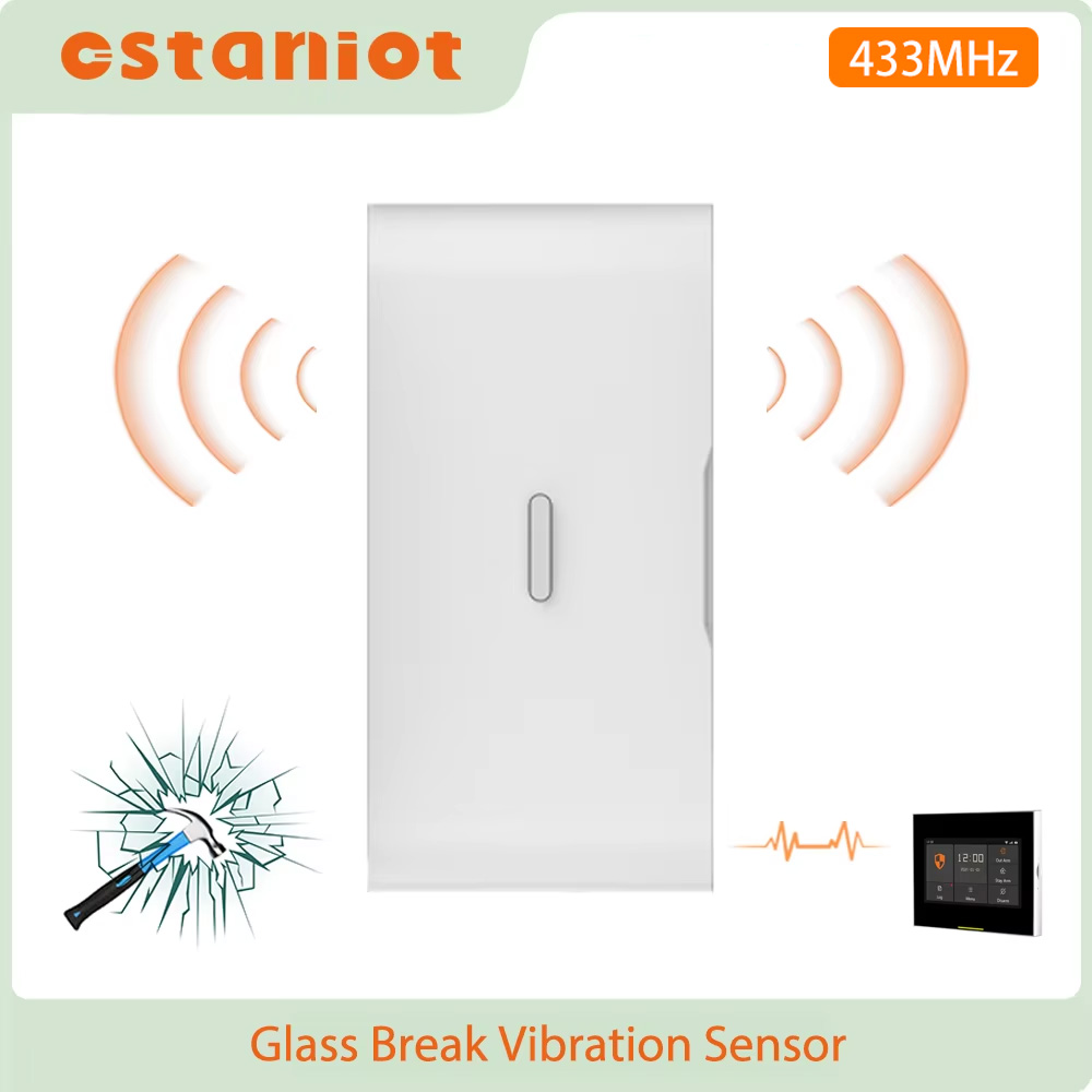 Home Security Gate - Staniot 433MHz EV1527 ワイヤレス振動ガラス破損センサー 室内高感度 ドア/窓用