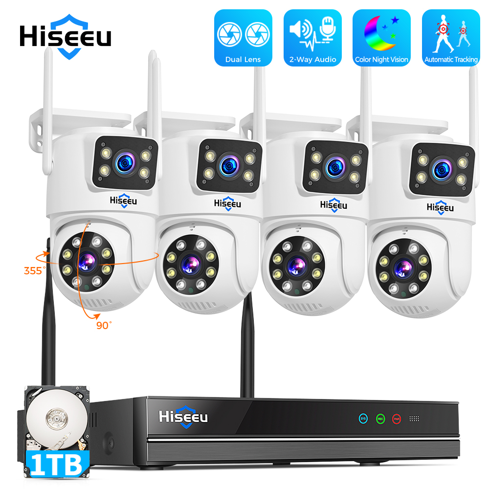 Home Security Video Systems - Hiseeu 6MP WiFiデュアルレンズカメラセキュリティシステムキット 3K IPカメラ 10CH
