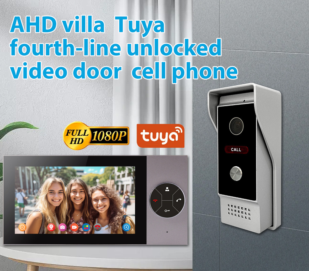 Home Security Land - 7インチIPSスクリーンTuyaリモコン2有線AHD WIFIドアホンインターホンビジュアルドアベル120度ホームセキュリティドアビューア