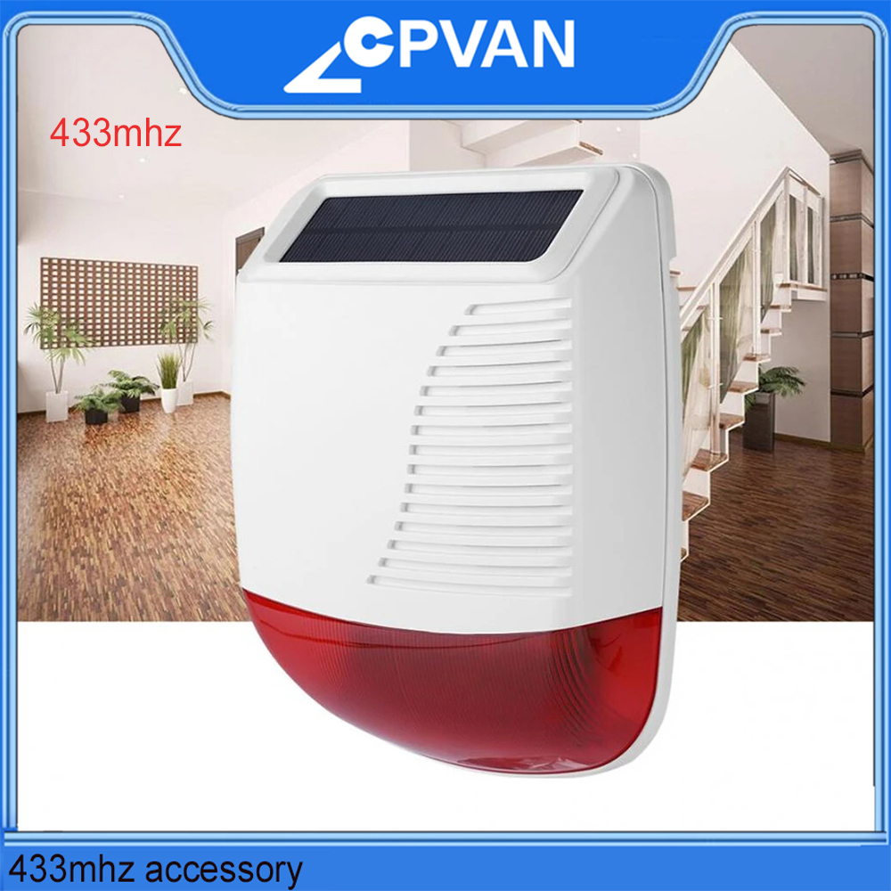 Alarm Siren Outdoor - CPVAN 屋外ワイヤレスサイレン 110dB サウンドホームセキュリティ盗難警報システム 433mhz アクセサリー使用ホスト