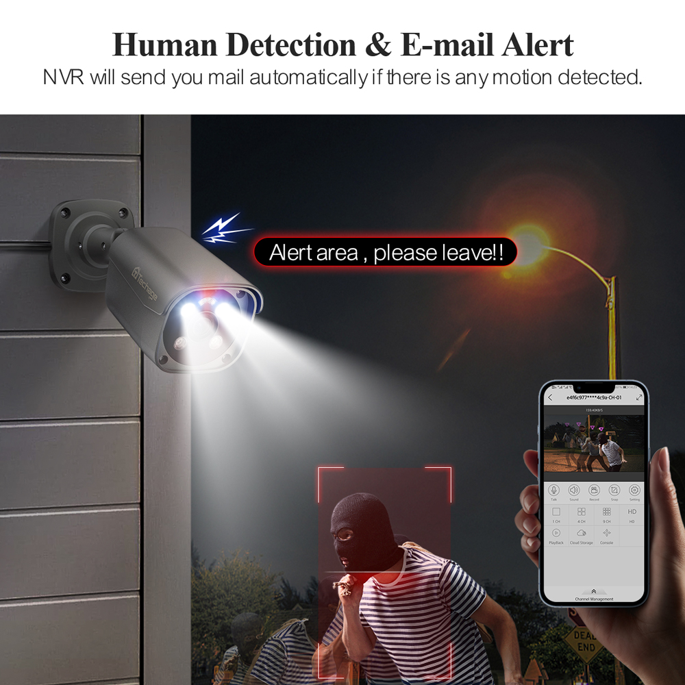 Techage-poeカメラシステム,aiフルカラー,暗視, - Home Security Camera のレビューと価格