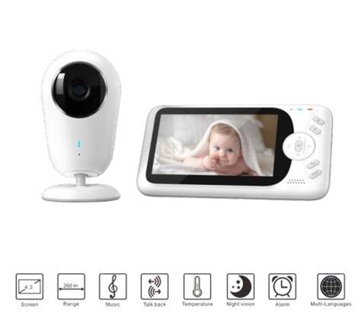 4.3 インチ 1080P フル HD ワイヤレスベビーモニ - Home Security Land のレビューと価格
