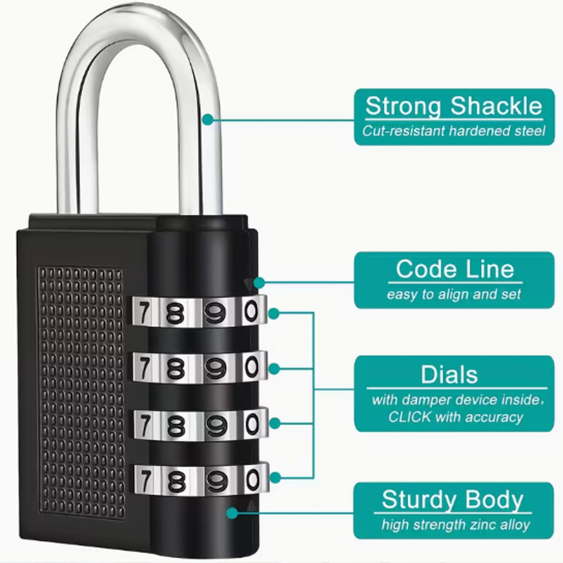 金属製 4 桁コードロック屋外防水南京錠スーツケース荷物コー - Home Security Essential のレビューと価格