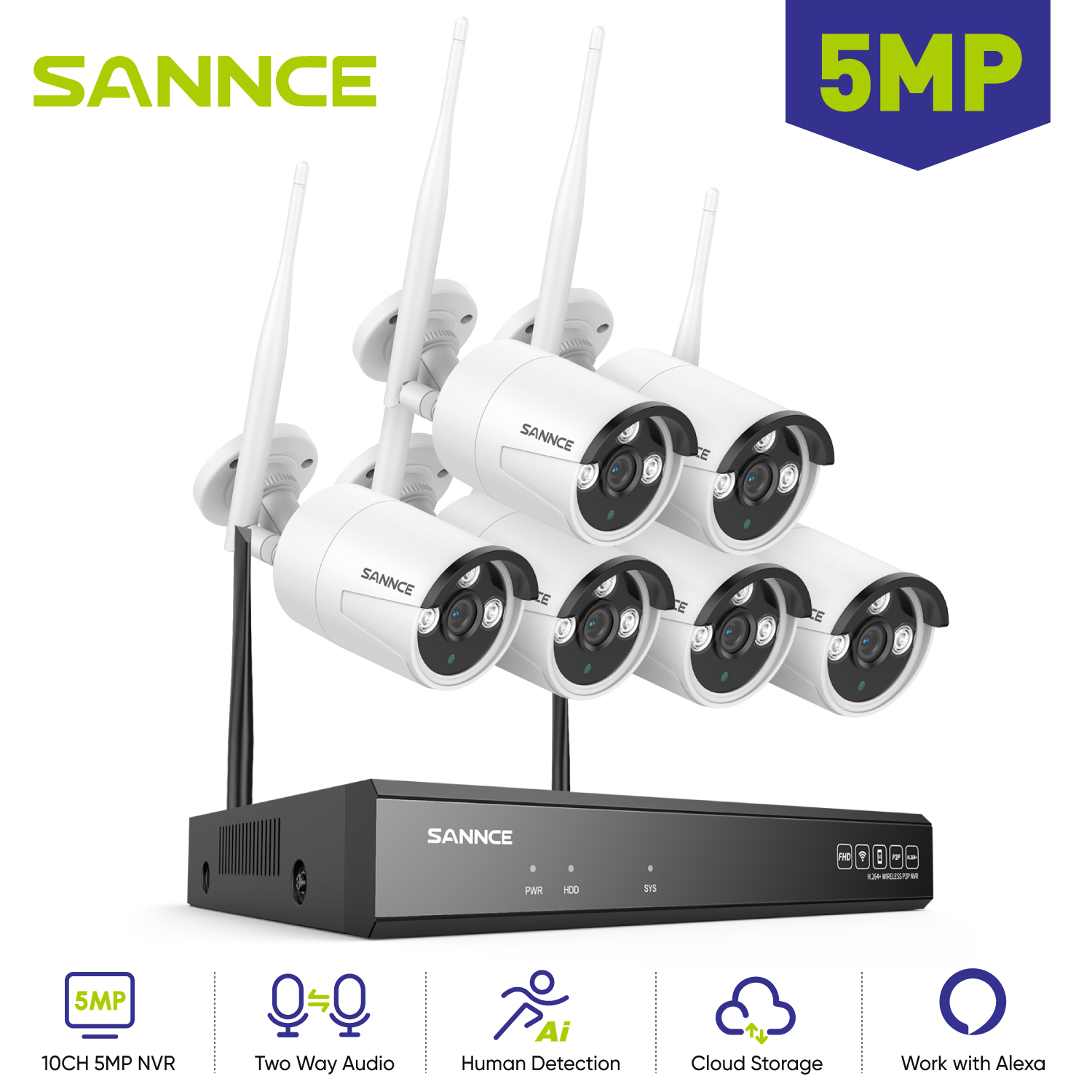 Sannce-屋外監視カメラ,ワイヤレスオーディオおよびビデ - Home Security Panel のレビューと価格