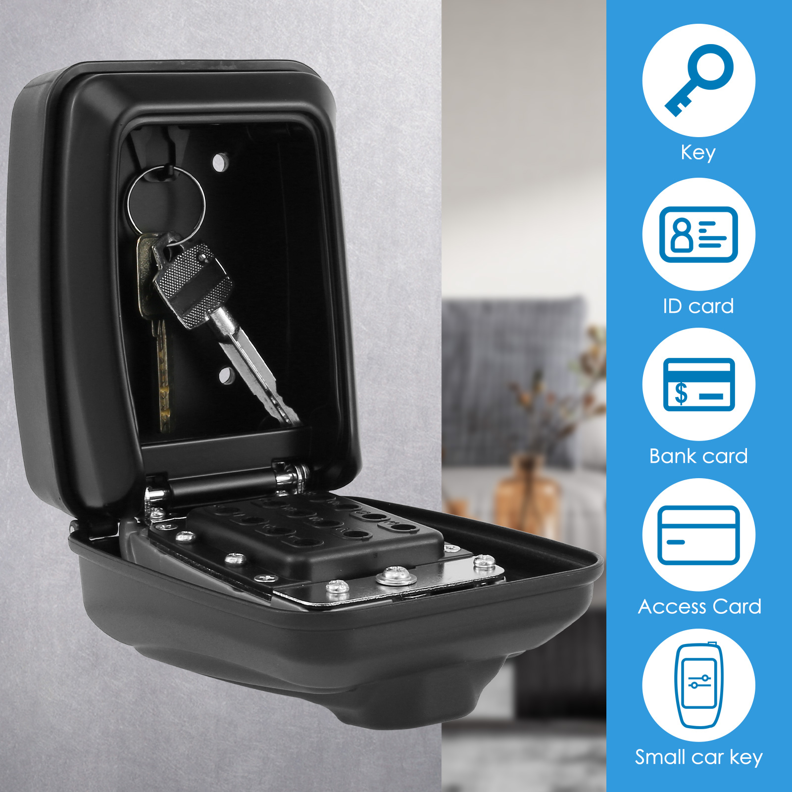 キーロックボックス 壁掛け秘密コード セキュリティキー金庫  - Home Security Essential のレビューと価格
