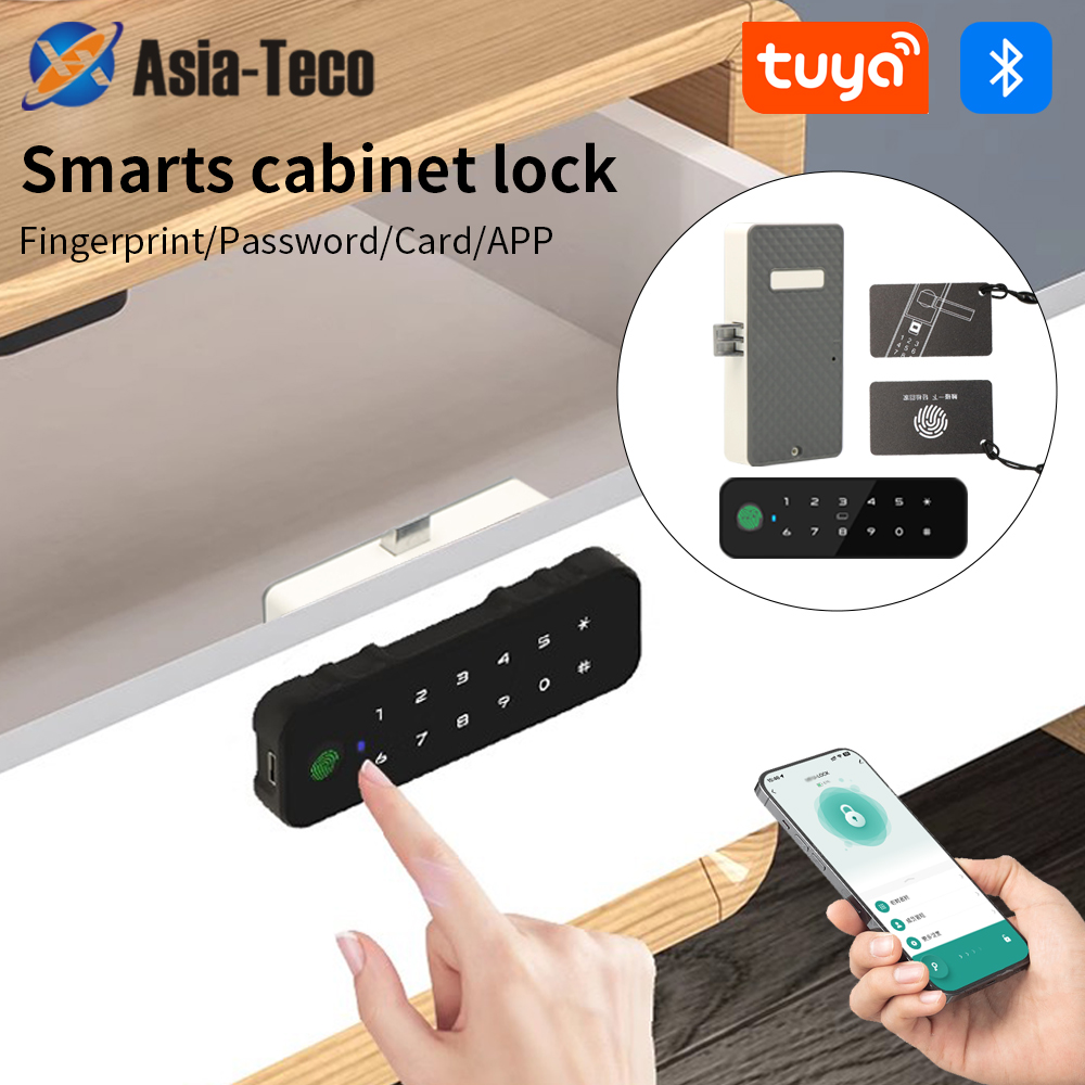 Tuya Bluetooth スマート木製キャビネット指紋ロ - Home Security Door Lock のレビューと価格
