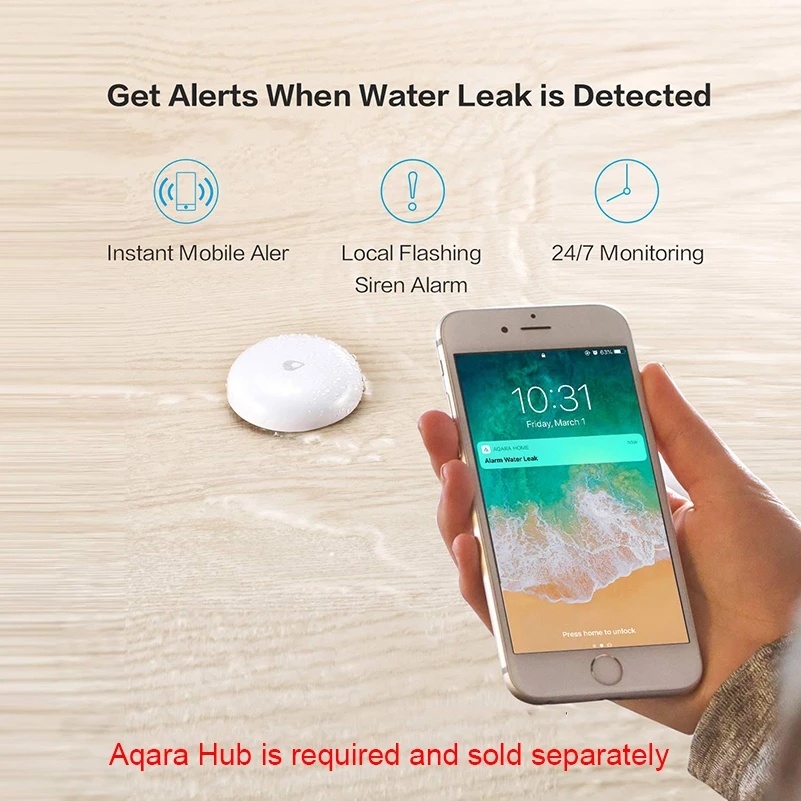 Aqara ZigBee 漏水センサー水浸漬床検出器アラーム - Mi Home Security Xiaomi のレビューと価格