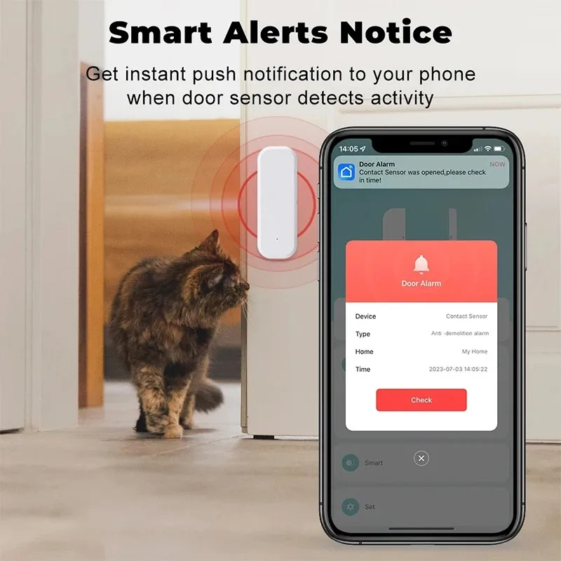 Tuya WiFi スマートドアウィンドウセンサー開閉検知器 - Home Security Gate のレビューと価格