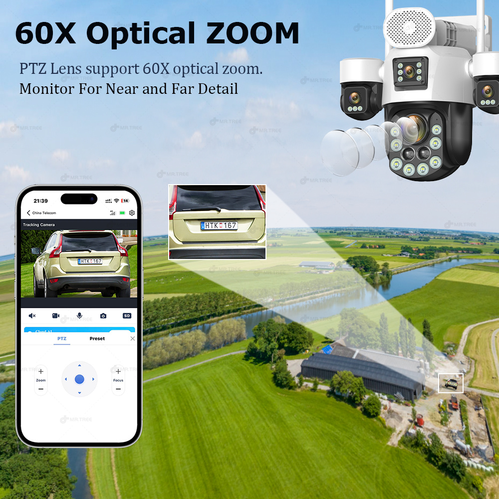 AOV 四眼レンズ屋外監視ソーラーカメラ 20MP 4G S - Home Security Panel のレビューと価格