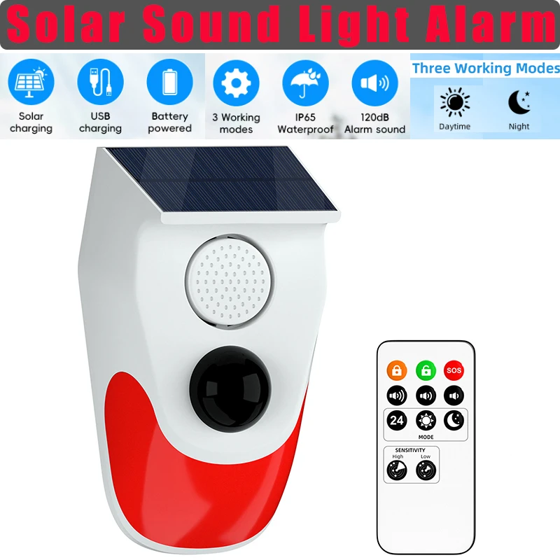 ソーラー式音声ライトアラーム、ワイヤレスPIRモーションセン - Alarm Siren Outdoor のレビューと価格