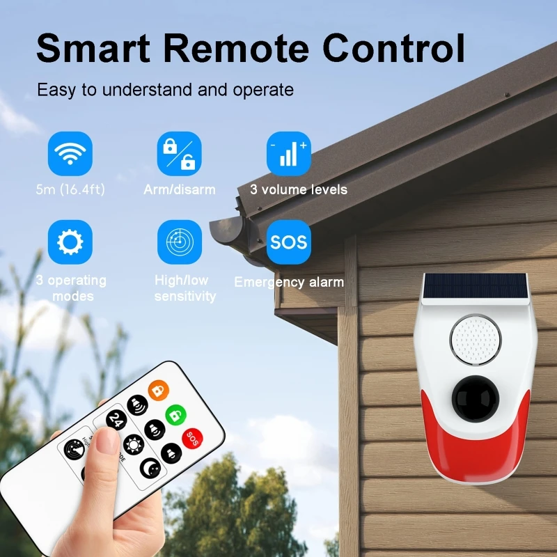 ソーラー式音声ライトアラーム、ワイヤレスPIRモーションセン - Alarm Siren Outdoor のレビューと価格
