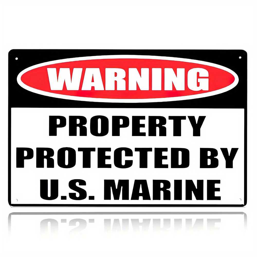警告：米国海兵隊によって保護されている物件 金属製ブリキ看板 - Home Yard Security のレビューと価格