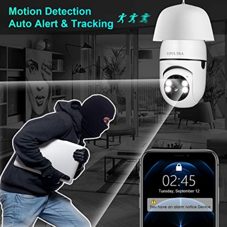 電球型1080PセキュリティワイヤレスカメラWifiスマート - Home Security With Cameras のレビューと価格