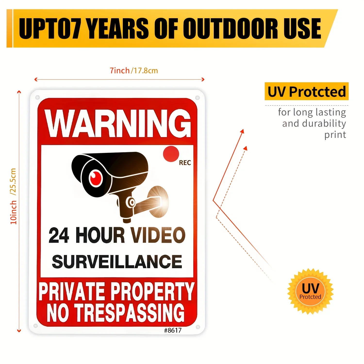 屋外ビデオ監視警告サイン自己粘着セキュリティカメラステッカー - Home Yard Security のレビューと価格