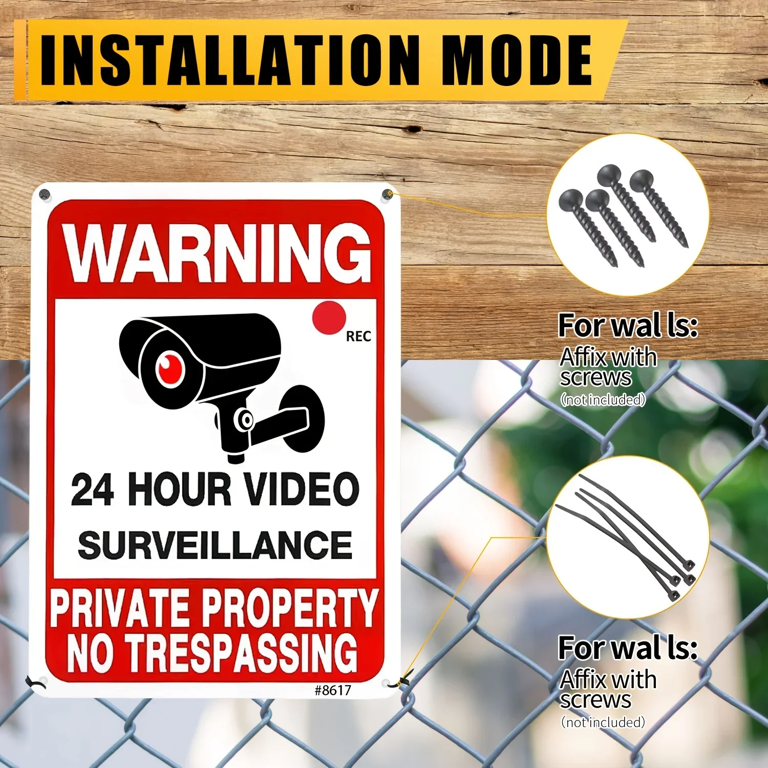 屋外ビデオ監視警告サイン自己粘着セキュリティカメラステッカー - Home Yard Security のレビューと価格