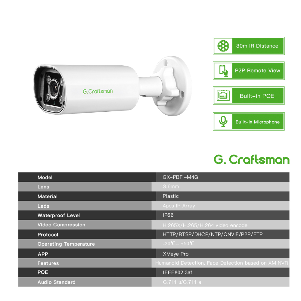 C GC PB 4MP POE IPカメラ、内蔵マイク、モー - Home Security With Cameras のレビューと価格