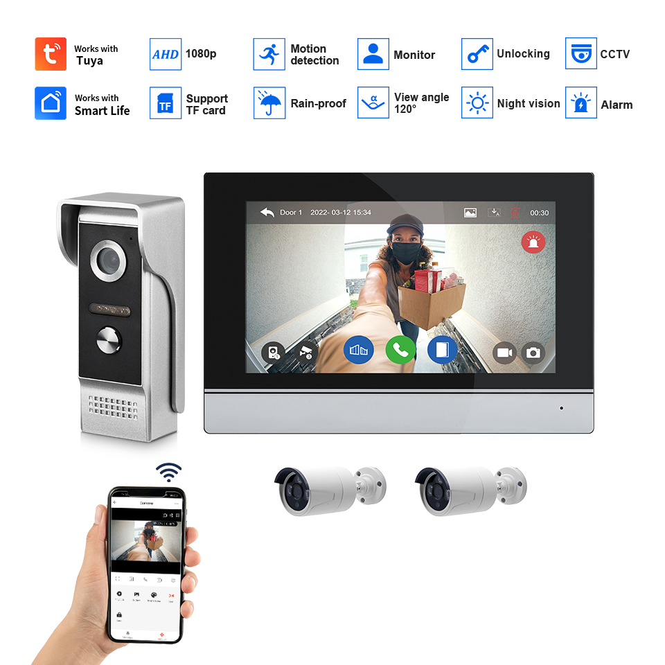 7インチIPSスクリーン、2MP、Tuyaリモートコントロー - Home Security Land のレビューと価格