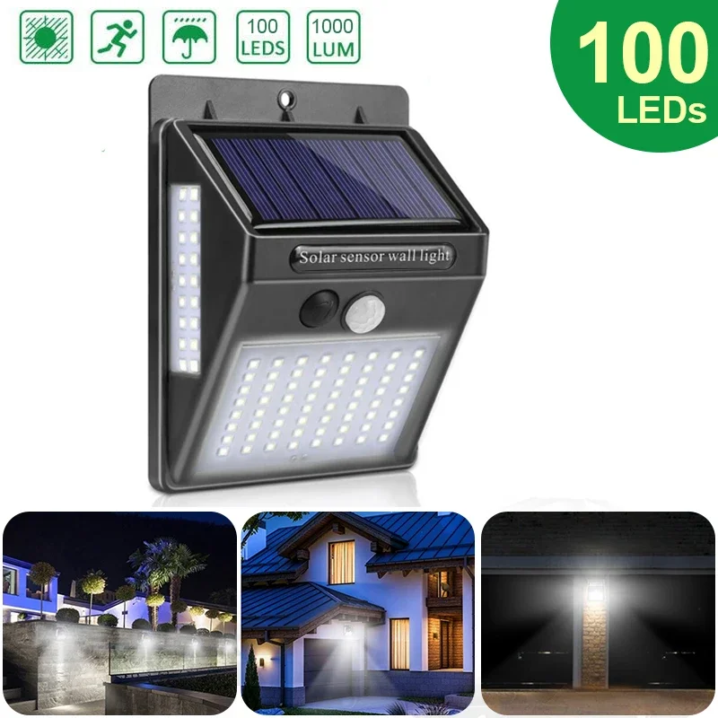 屋外ソーラー 100 LED PIR モーションセンサーウォ - Home Yard Security のレビューと価格