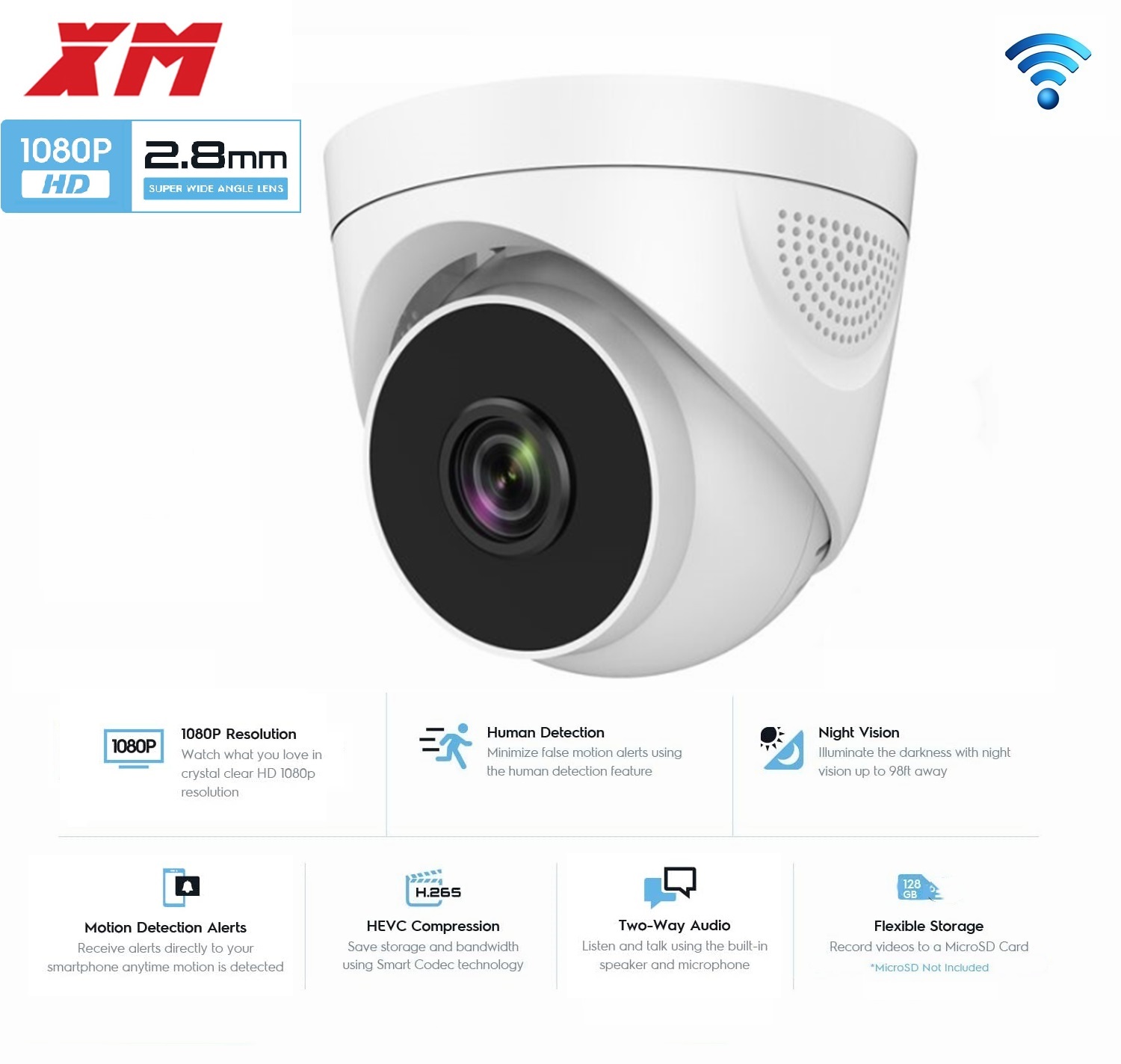 1080P WiFiセキュリティカメラ 2MPドーム型屋内ワ - Home Security Video Systems のレビューと価格