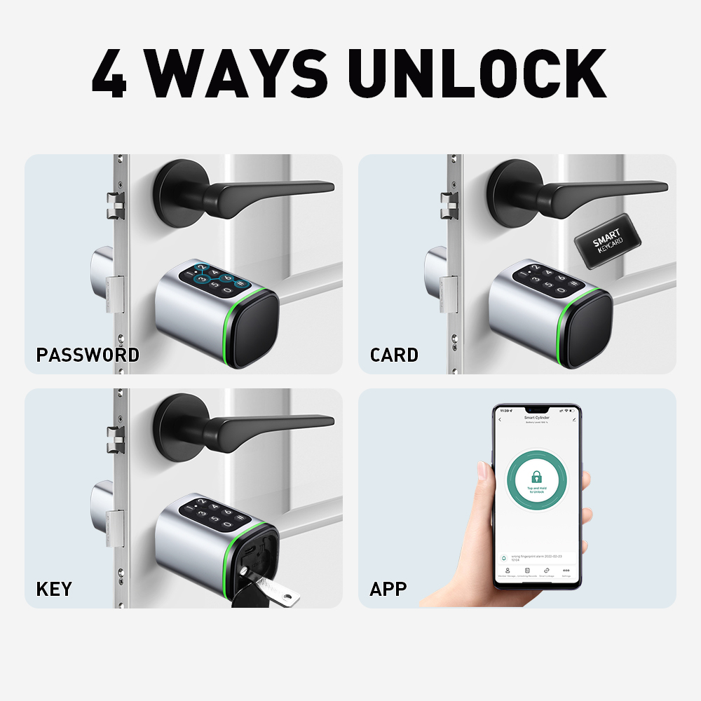 スマートシリンダーロック Tuya 60-90 ミリメートル - Home Security Essential のレビューと価格